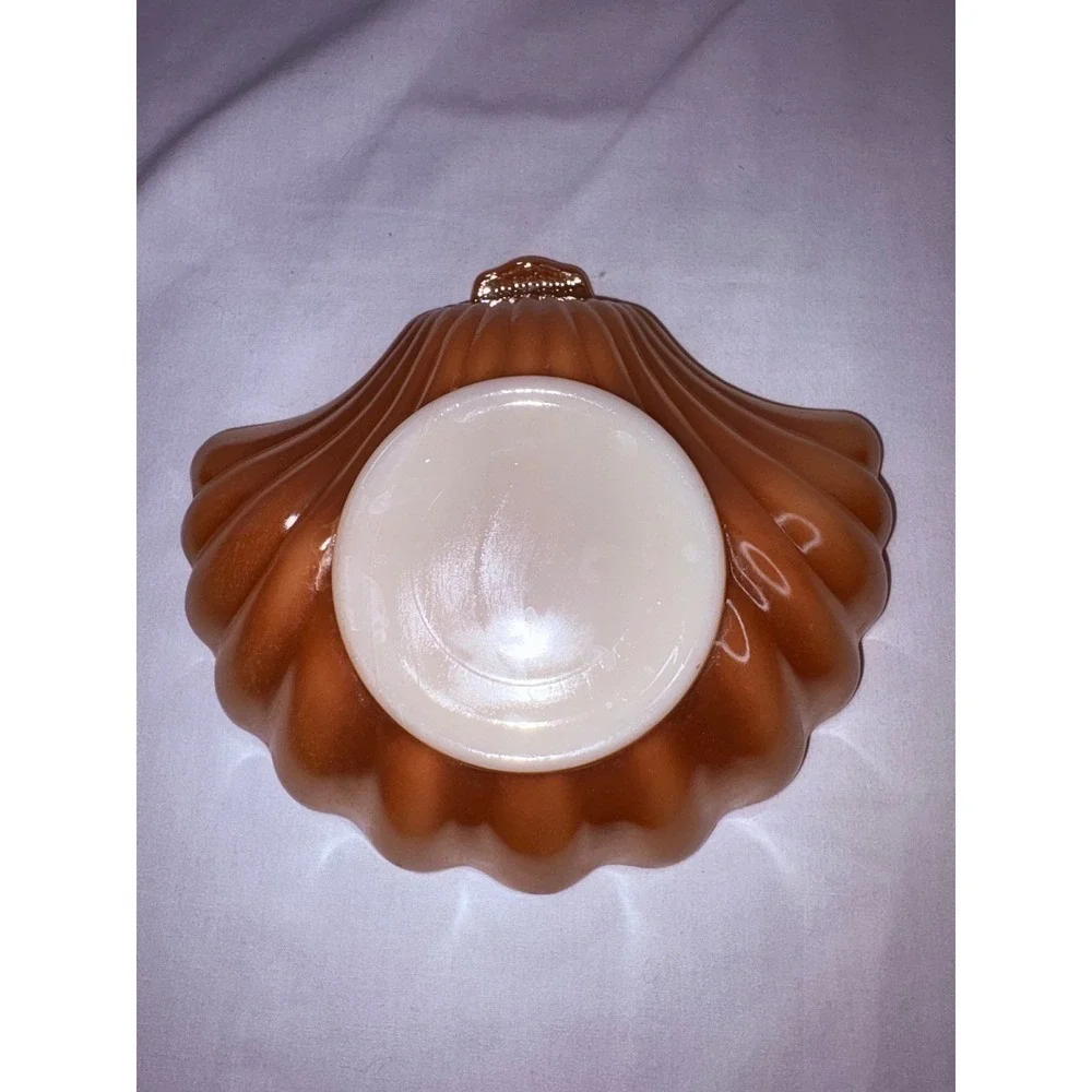 Fire-King Peach Lustre Shell‎ Bowl Iridescent Milk Glass Scalloped Dish Vintage